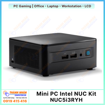 Bộ máy tính để bàn mini PC Intel NUC Kit NUC5i3RYH (Đen) i3 5010U + RAM 4GB + SSD 120GGB