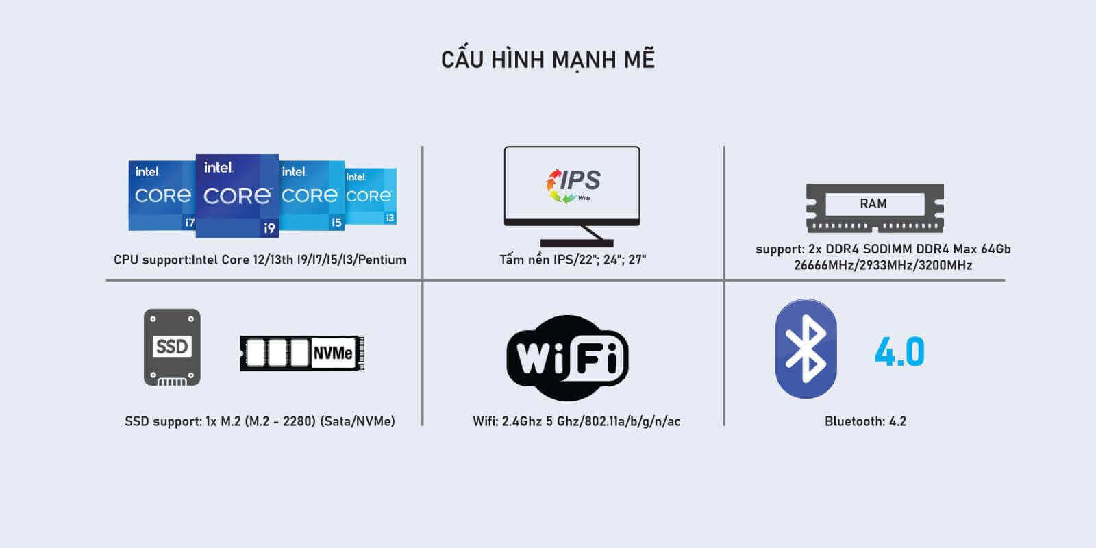 Máy tính để bàn VSP All In One - VA221-610H/21.45"/FULL HD/60HZ