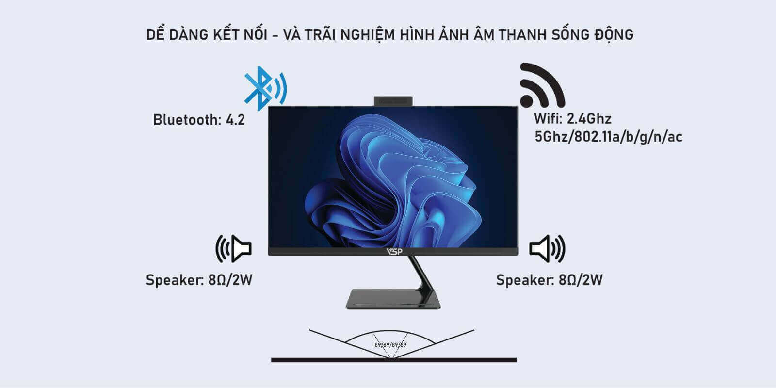 Máy tính để bàn VSP All In One - VA221-610H/21.45"/FULL HD/60HZ